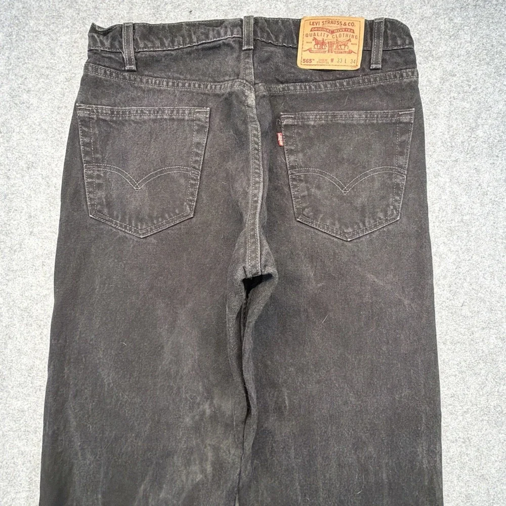 Vintage Levis 565 Made In USA 33x34 Black Grunge Baggy Skate